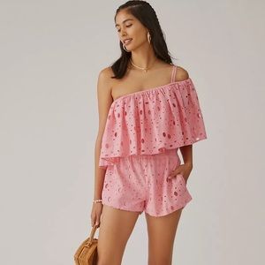 La Fuori x Anthropologie One-Shoulder Eyelet Romper